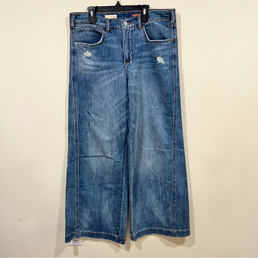 Pilcro Anthropologie brand wide-leg distressed denim  jeans blue size 30 EUC - Picture 5 of 9